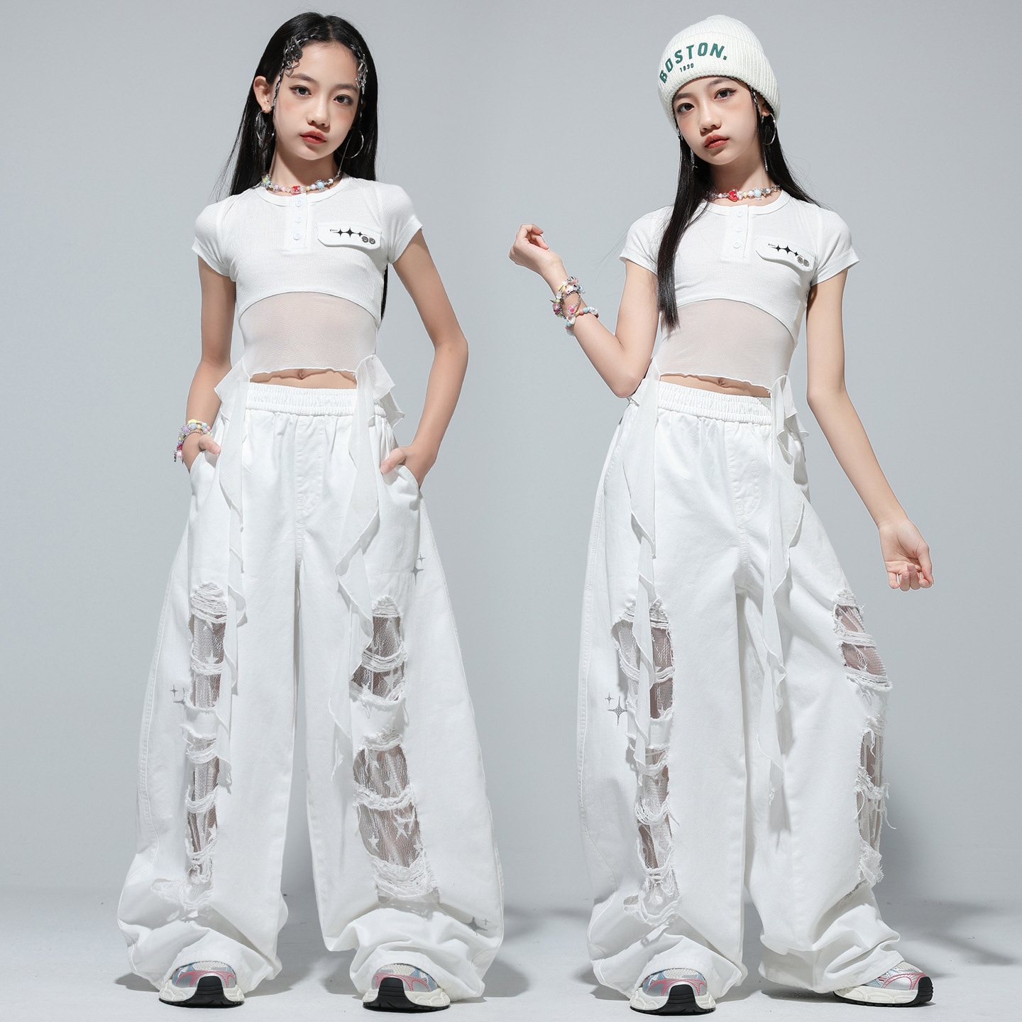 2026年 女の子用ジャズダンスコスチュームサマーストリートダンス小学生用キャットウォークパフォーマンス衣装ダンスガールグループパフォーマンス衣装