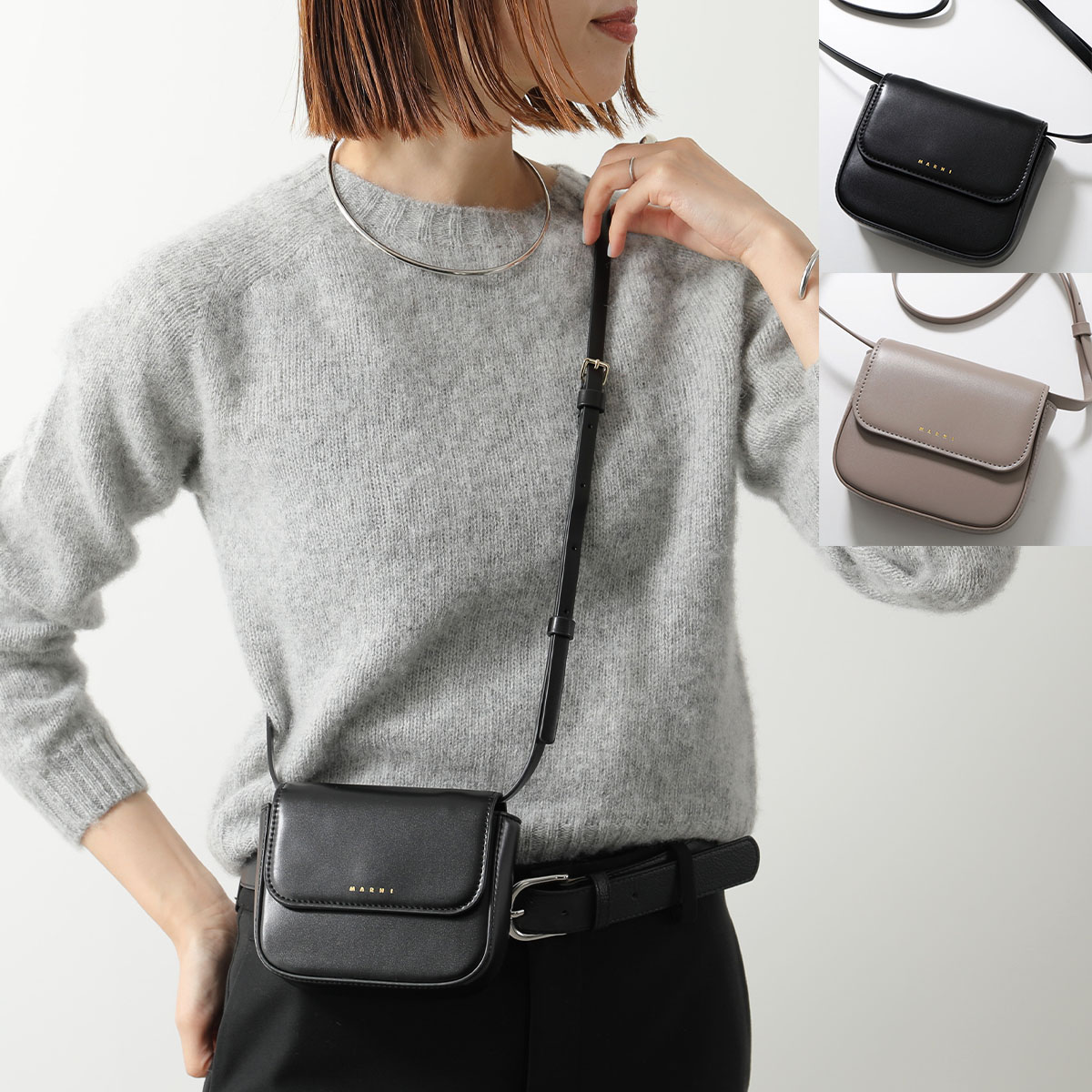 MARNI KIDS マルニ キッズ ショルダーバッグ M01609 M00TK レディース ガールズ エコレザー クロスボディ ミニバッグ ロゴ 鞄 カラー2色