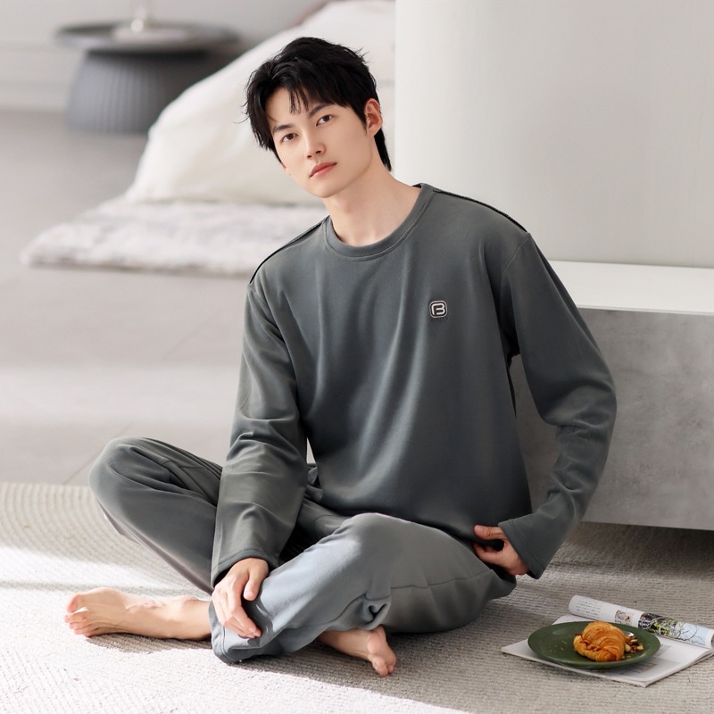 メンズパジャマ秋冬アイランドベルベット薄手ベルベットメンズホーム服冬ベルベット暖かい大きいサイズコーラルベルベットスーツ