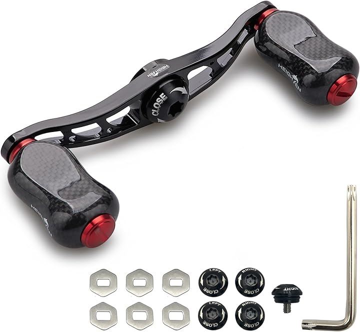 88mm リール ハンドル 21mm カーボンノブ搭載 シマノ SHIMANO ダイワ DAIWA アブ Abu 通用 ベイトリール Arch Gourd 915( ブラック＆レッド)