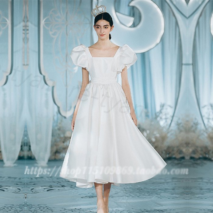 ウエディングドレス 二次会 花嫁 白 ワンピース 披露宴 結婚式 前撮りドレス ピアノ発表会 大人ロングドレスフォーマル 袖あり大人 かわいい ミモレ30代40代50代