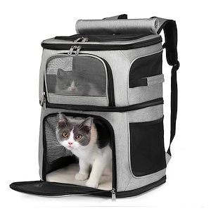 3営業日発送オックスフォード生地のポータブルダブルレイヤーペットバッグ,大容量キャリア,2匹の猫を運ぶことができます,屋外旅行用,猫用