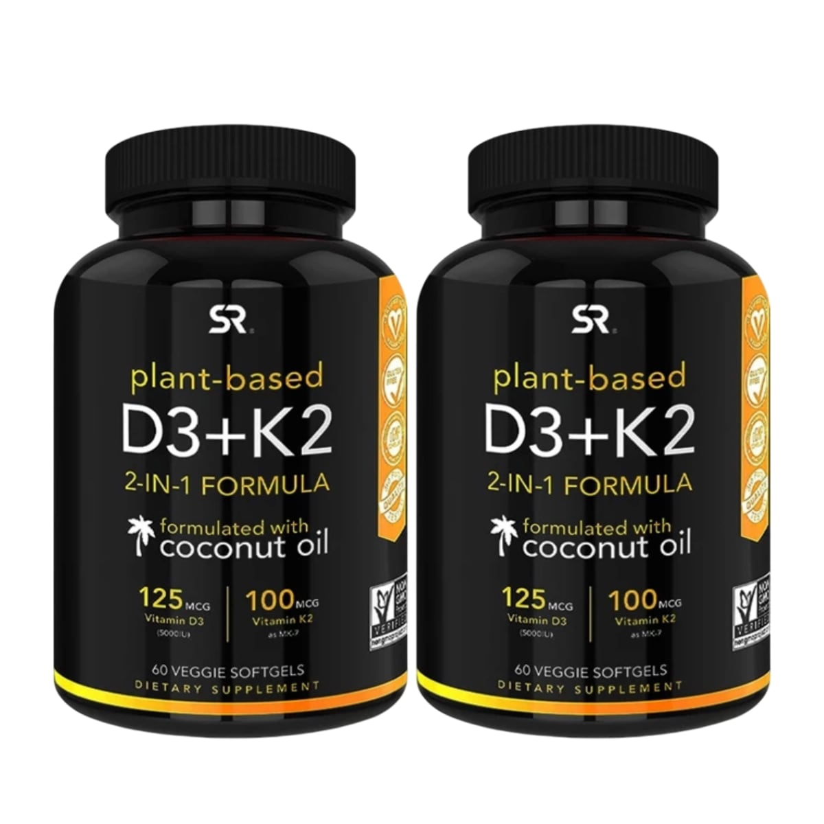 Vitamin D3+K2Sports Researc Vitamin K2 Plus 60 Capsules x 2 Bottles