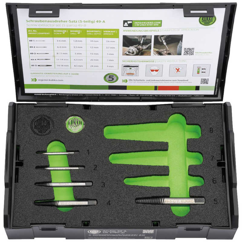 KUKKO　5本組 スクリューエキストラクターセット　49-A