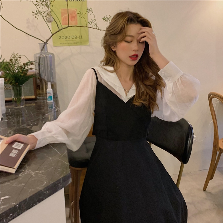 シャツ ワンピース セット トップス ワンピース シャツ ブラウス シンプル ミドル丈 袖あり 長袖 襟付き 大人女子 大人 上品 おしゃれ デイリーウェア レトロ レトロ風 こなれ感 キュート 7,459円