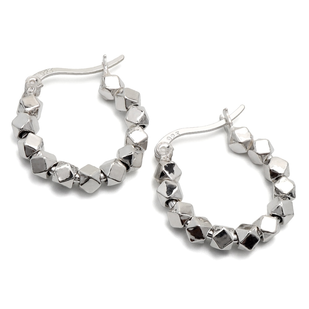 S925 フープピアス 石 メタルビーズ [ce240]