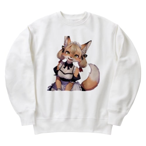 【文字入れ可能受注生産】キツネの女の子　メイド　ケモナー ヘビーウェイトスウェット