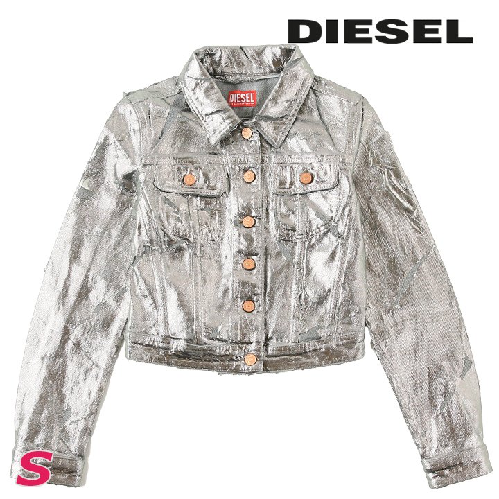 デニムジャケット レディース DE-SLIMMY ダメージ加工メタル箔コーティング die-l-o-f8-604