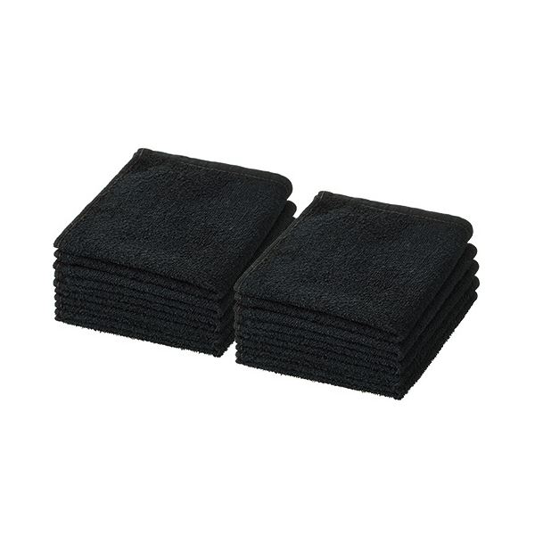 （まとめ） おしぼりタオルブラック 1パック（10枚） [x5セット]