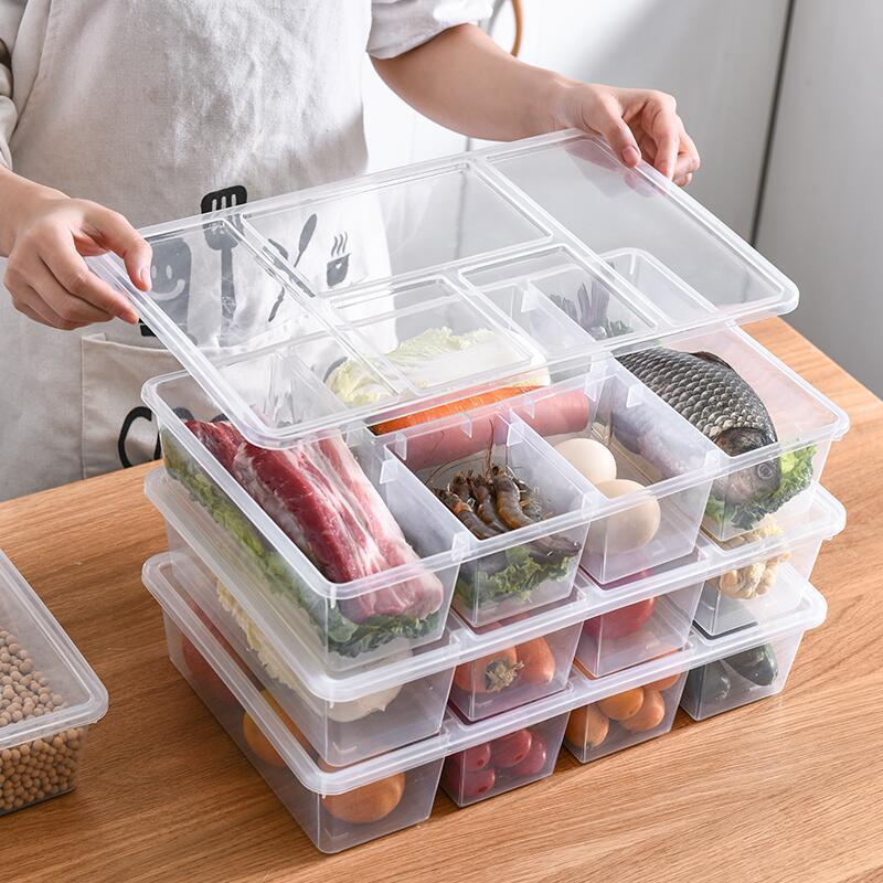 食品収納ボックス,キッチンアクセサリー,冷蔵庫,蓋付きの密閉型透明オーガナイザー