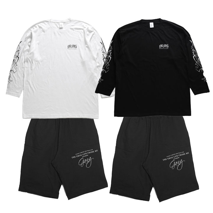 ACE FLAG セットアップ 長袖 Tシャツ ロンT ブランド スウェット ハーフパンツ メンズ 上下セット 春秋冬用 白 黒 大きいサイズ エースフラッグ