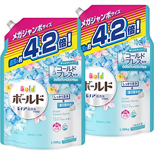 【まとめ買い】 ジェル 洗濯洗剤 フレッシュフラワーサボン 詰め替え 1,980g × 2個