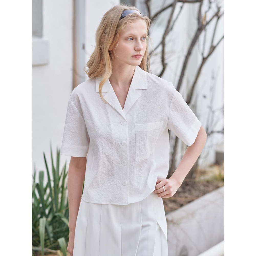 LOEUVRE オープンカラー 5分袖シャツ SW3MB264 01