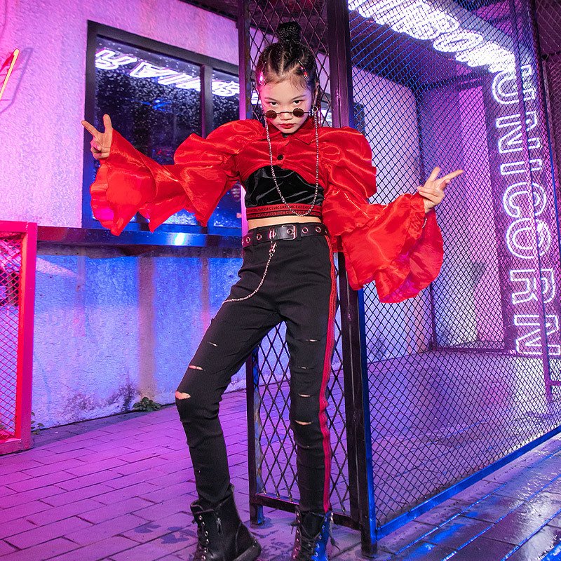 スパンコール ジャッズダンス衣装 韓国 ヒップホップ キッズ ダンス 衣装 上下セットアップ タンクトップ 女の子 チアガール 演出服 ステージ 練習着