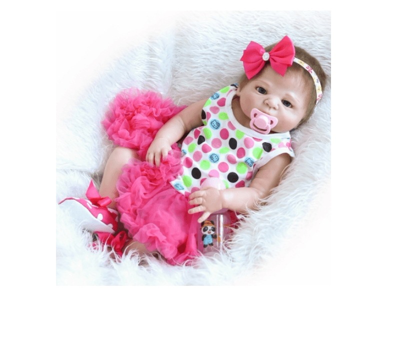 22inch 55cm Reborn Baby Doll Girl Full Silicone Princess Doll Baby Bath Toy With Clothes Lifelike Cu