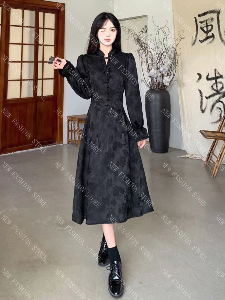 大きいサイズの新中国風ワンピース女性秋冬チャイナドレス-88