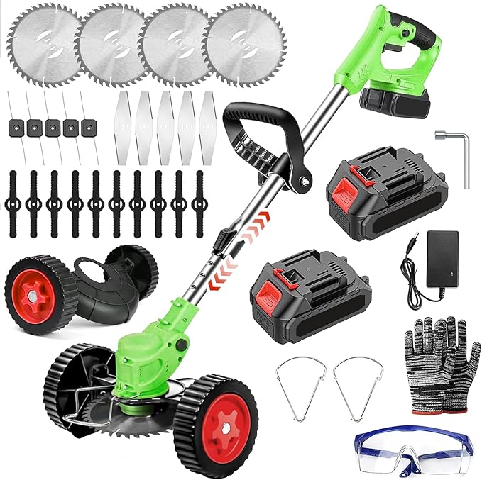 2025 アップグレード充電式芝刈り機21V18000 RPM交換可能なブレード 4 枚角度調整可能 3 段階コードレス伸縮式高効率ブレード ヘッド多目的低騒音安全