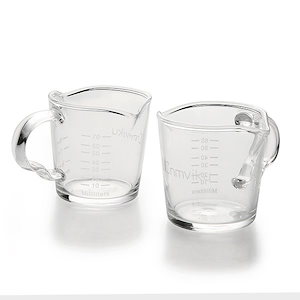 FUN COFFEE ショットグラス 2 個セット 計量70ml/30ozハンドル付き エスプレッソ 計量カップ 目盛り付き エスプレッソマシン (co-0026)