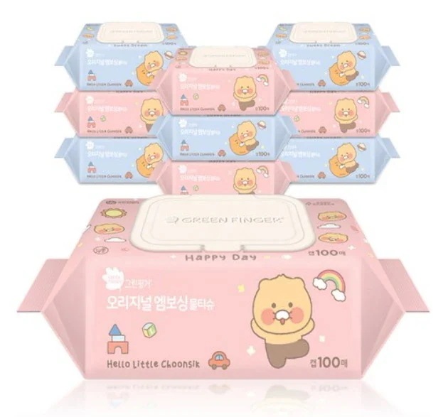 オリジナル エンボッシング ウェットティッシュ キャップ型 100枚 x 10個 (ランダム発送)