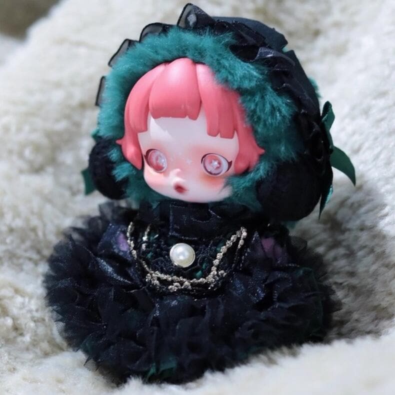 【10cm/15cm/20cm/40cm】着せ替えぬいぐるみ服 着せ替え人形 綿人形 ぬいぐるみ ぬい服 ぬいぐるみ服 人形服 緑と黒のレースリボン姫ワンピース ヘッドバンド付き ロリィタ ロリータ 