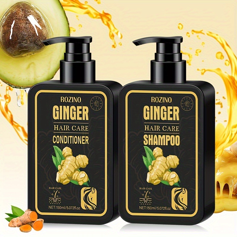 生姜強化ソフトニングウォッシュ＆ケアセット天然生姜エキス配合軽量テクスチャー深い頭皮クリーニング即座にフリズを滑らかにし髪を保湿し根元をケアする乾燥や分け目そして高温ダメージのある髪に別れを告げるセッ