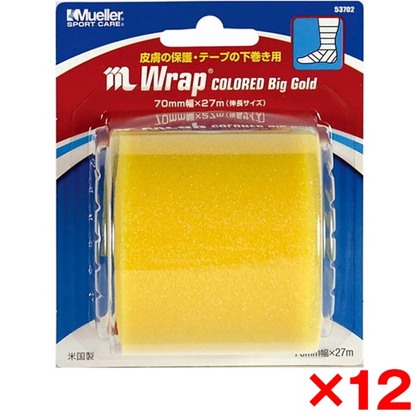 【12個セット】MUELLER ミューラー Mラップカラー 70mm ビッグゴールド ブリスターパック 53702