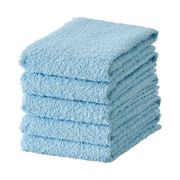 （まとめ） TANOSEEおしぼりタオル ブルー 1パック（10枚） [x10セット]