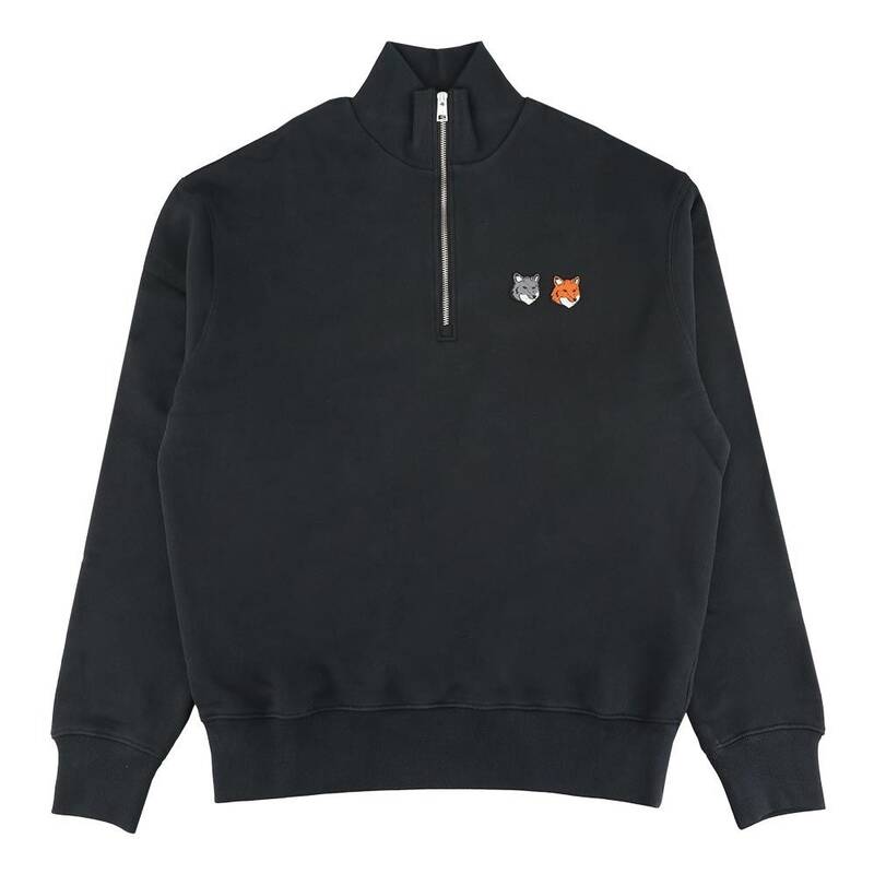 25FW メゾン・キツネ OM211CFKM0321 P190 ダブルボールド・フォックスヘッド・ハーフジップ・コンフォートスウェットシャツ アントラサイト