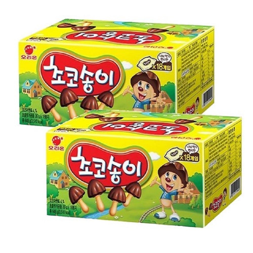 韓国-K MEAL-チョコ松茸 36g X 18個入り X 2箱 人気 おやつ ビスケットチョコ 甘い オフィス 学校 遠足 おつまみ -K FOOD渡韓ごっこ