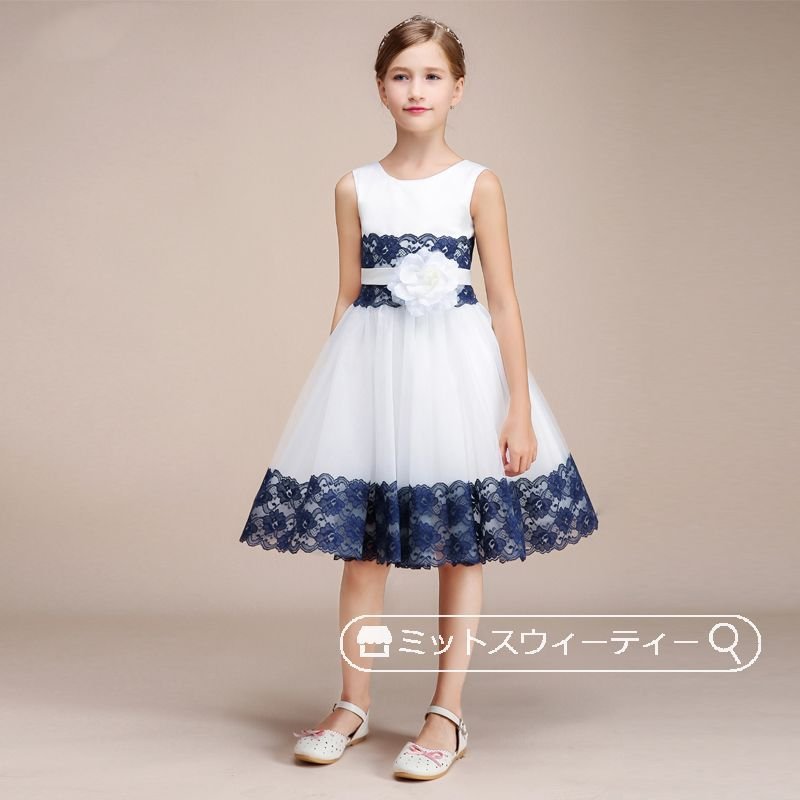 ピアノ発表会 子供ドレス ノースリーブ ミニドレス ワンピース 結婚式 キッズドレス Aライン 演奏