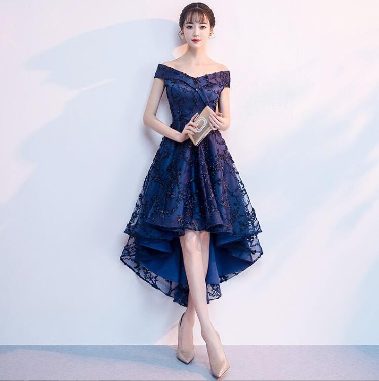 【】花嫁ドレス オフショルダー フィッシュテールドレス 前短後長 可愛い 上品 パーティードレス 結婚式 肩出し 着痩せ 編み上げ 袖なし カジュアル 発表会 同窓会 ワンピース 二次会 キレイめ レ