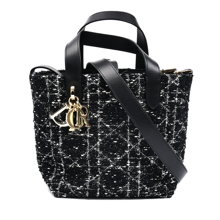 Dior ディオール Dior Toujours バーティカル トートバッグ スモール 2Wayショルダーバッグ ブラック M2835ODFG_M911 ツイード レディース 中古 美品