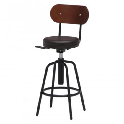 不二貿易 C/D:15187 バースツール背付 HK-61201DBR 15187 9,943円