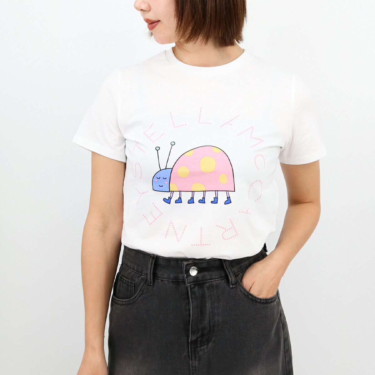 TY8A01 Z0434 大人もOK！ 半袖ロゴTシャツ 子供服 レディース カットソ－ SS TEE てんとう虫プリント