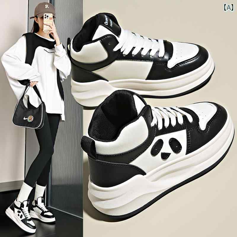 ハイ カット シューズ レディース 靴 冬 パンダ 黒白 スニーカー 学生 厚底 カジュアル スポーツ シューズ 運動靴