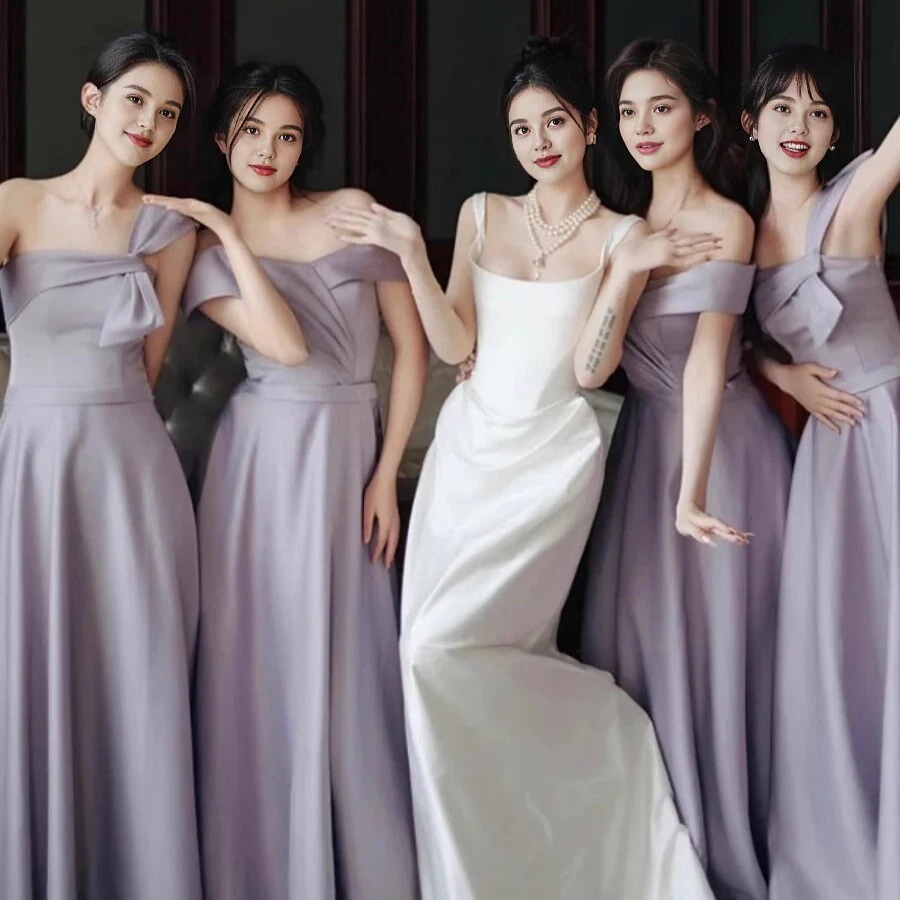 高定のドレス女性のための土曜日の花嫁介添人ドレスパープルはニッチなハイエンドセンス姉妹グループコーラスパフォーマンスドレスサマー