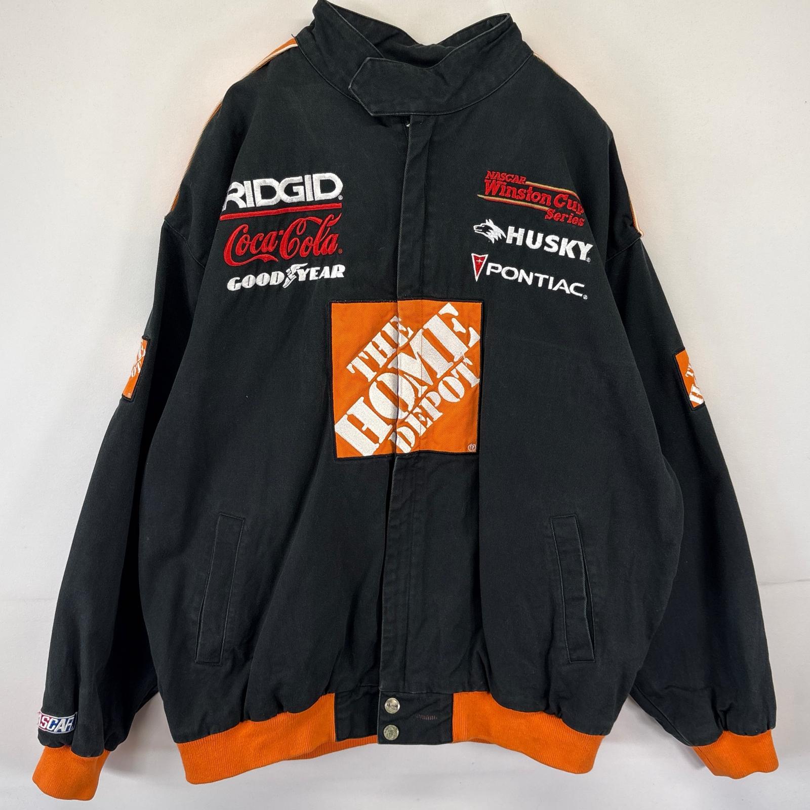 古着 チェイス CHASE レーシングジャケット 企業ロゴ HOME DEPOT フルジップ バックプリント コカコーラ L ブラック メンズ