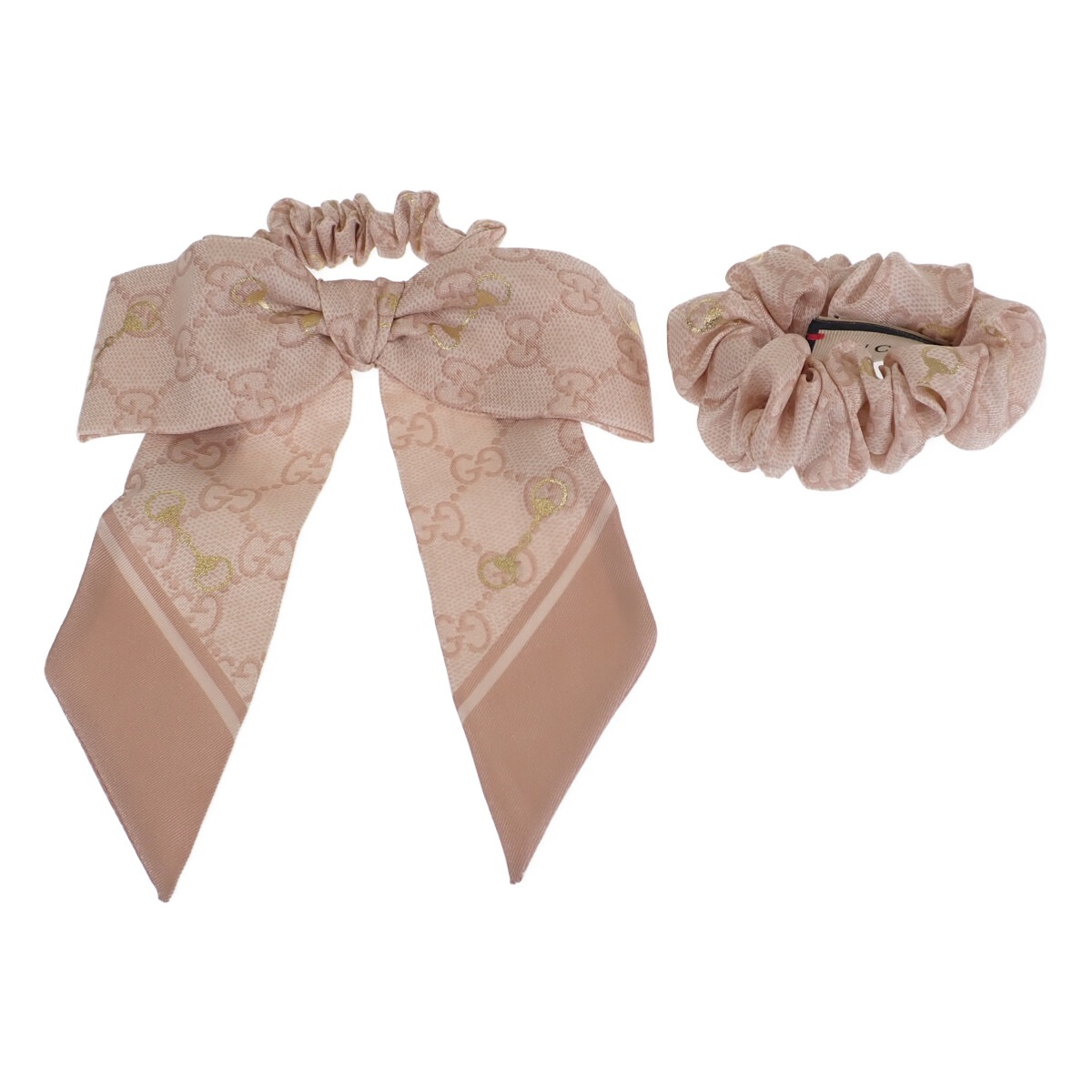 【Sランク】 GGシルク シュシュ 2個セット 770292_3G001_5878 ヘアアクセサリー シルク ピンク レディース 【ISEYA】