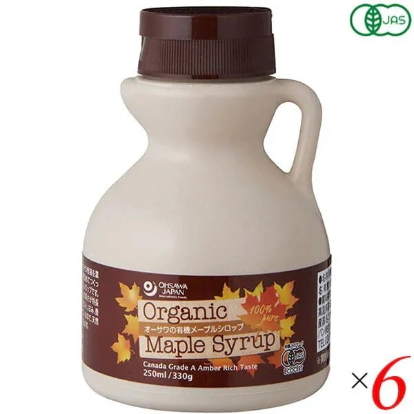 メープルシロップ オーガニック アンバー オーサワの有機メープルシロップ アンバー（リッチテイスト）250ml(330g) 6本セット プラボトル