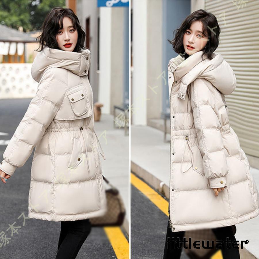 レディース 中綿コート 冬コート フード付き シルエット 防寒 防風 ロングコート 冬服 厚手 ダウンコート 上品 カジュアル 膝丈 アウター ダウン 体型カバー