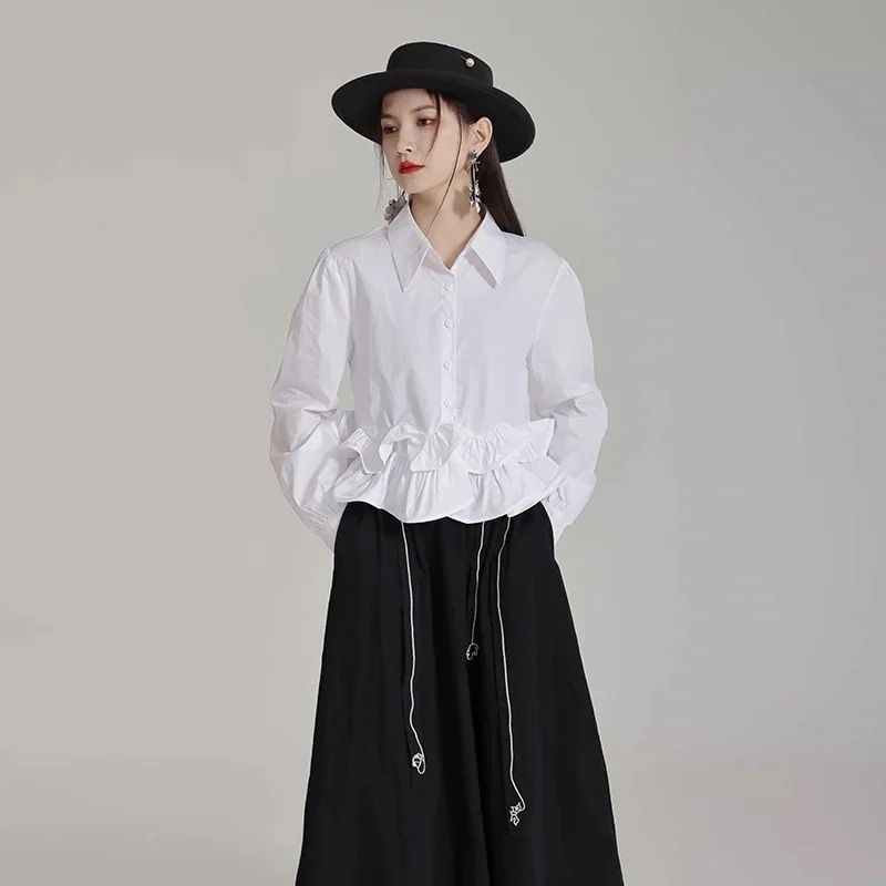 【J.Fashion】2024/春/ショート/トップス/立体/木製ピアス/シャツ関連商品は店で購入可能30%までに制限