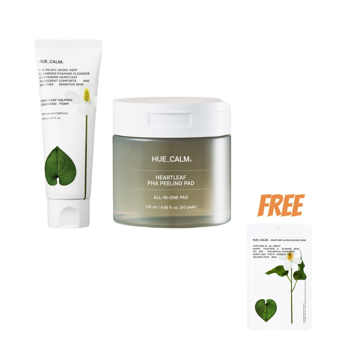 ヒューカーム 3点セット ドクダミ 鎮静クリーンフォーム120ml＋PHAピーリングパッド＋pHバランシングマスク5枚プレゼント