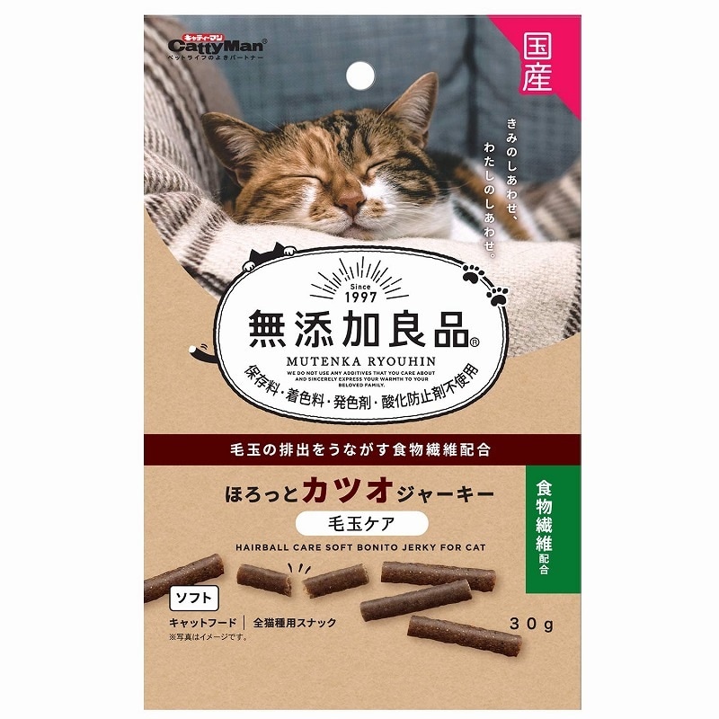 （まとめ買い）無添加良品 ほろっとカツオジャーキー 毛玉ケア 30g 猫用おやつ [x24]