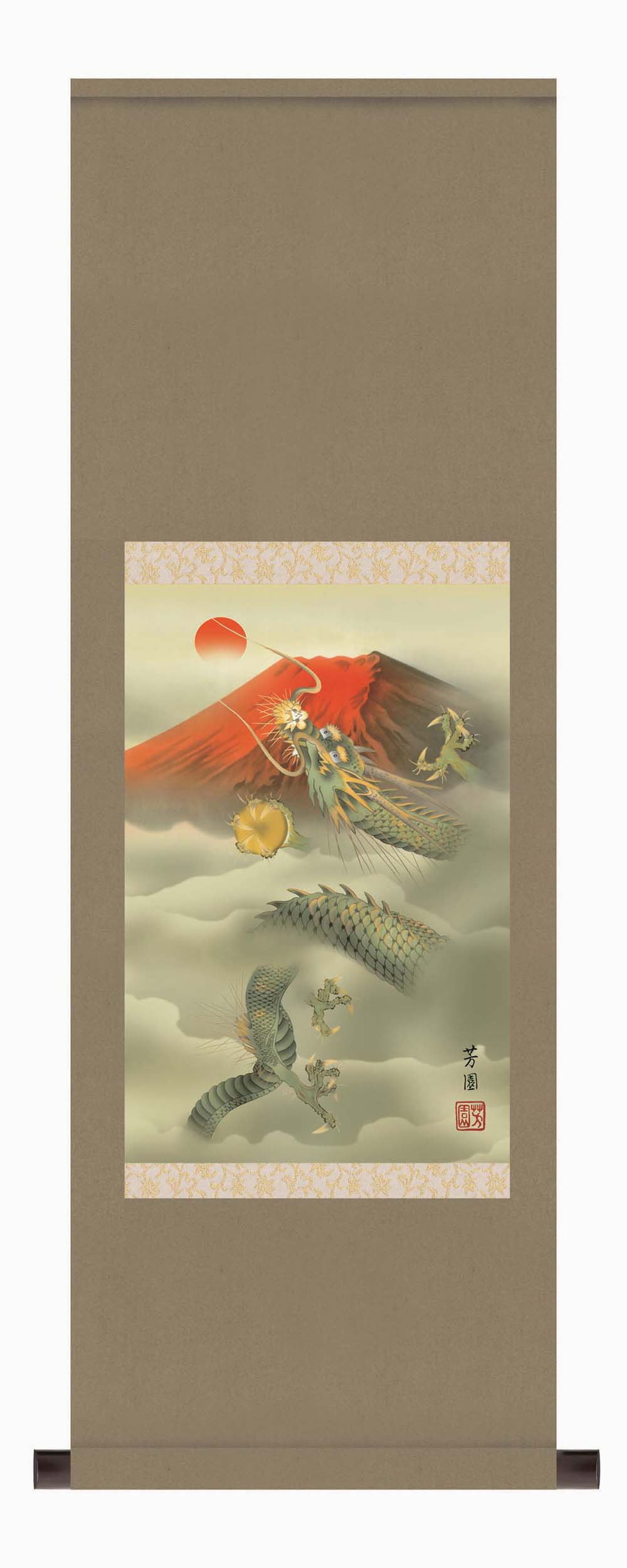 掛軸「赤富士」　石田芳園掛軸「赤富士龍神図」　化粧箱(紙)収納 7,380円