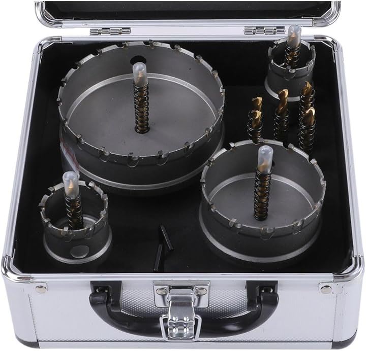 現役電気工事士・大工推薦＆監修 超硬 ホールソーセット ステンレス 木工 鉄鋼用 対応 電工 4本セット 保管用アタッシュケース付き(4本セット：30 38 70 100mm)