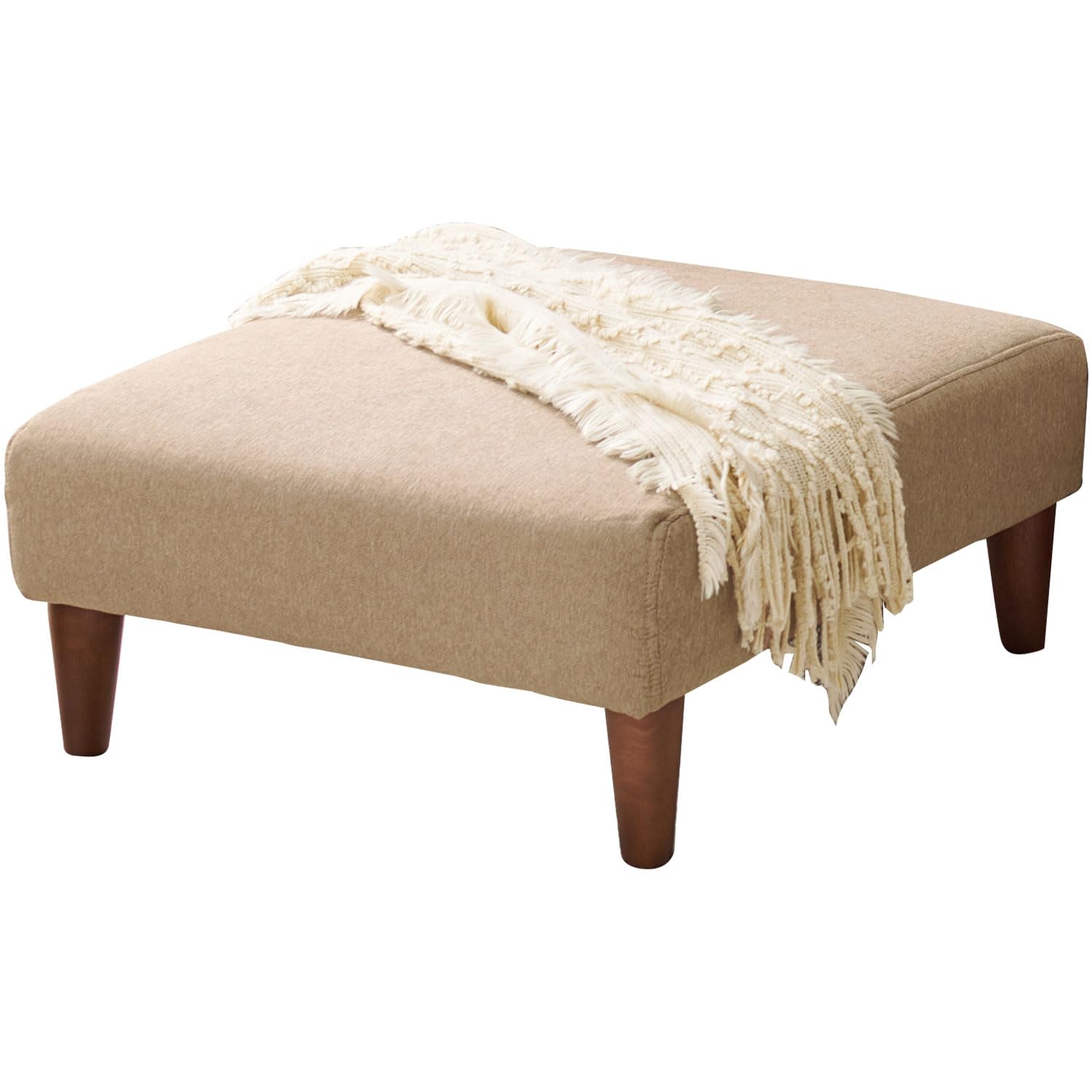 萩原 オットマン 1人掛け ソファ ローソファー 【脚取り付けのみ】 脚置き ファブリック生地 幅71 奥行71 高さ33/20 ベージュ フラットOT-BE