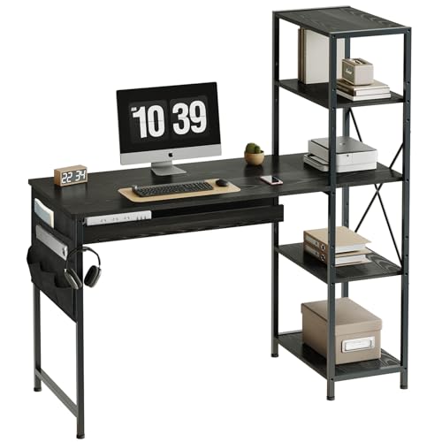 色：黒い サイズ：幅120CM YeTom 机 ラック付きデスク pcデスク パソコンデスク 幅12