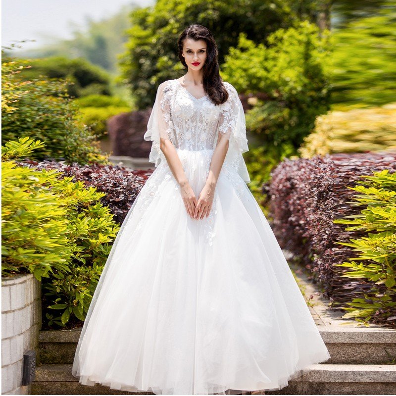 ウエディングドレス 長袖 二次会 ウェディングドレス 安い 結婚式 プリンセス エンパイア 花嫁 ドレス 披露宴 ロングドレス ブライダル 大きいサイズ