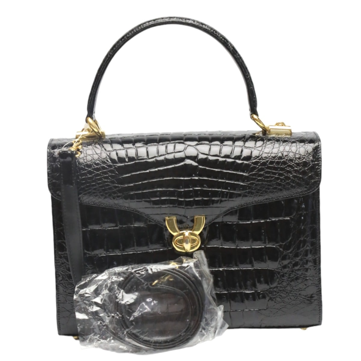 2WAY クロコダイル シャイニング ブラック