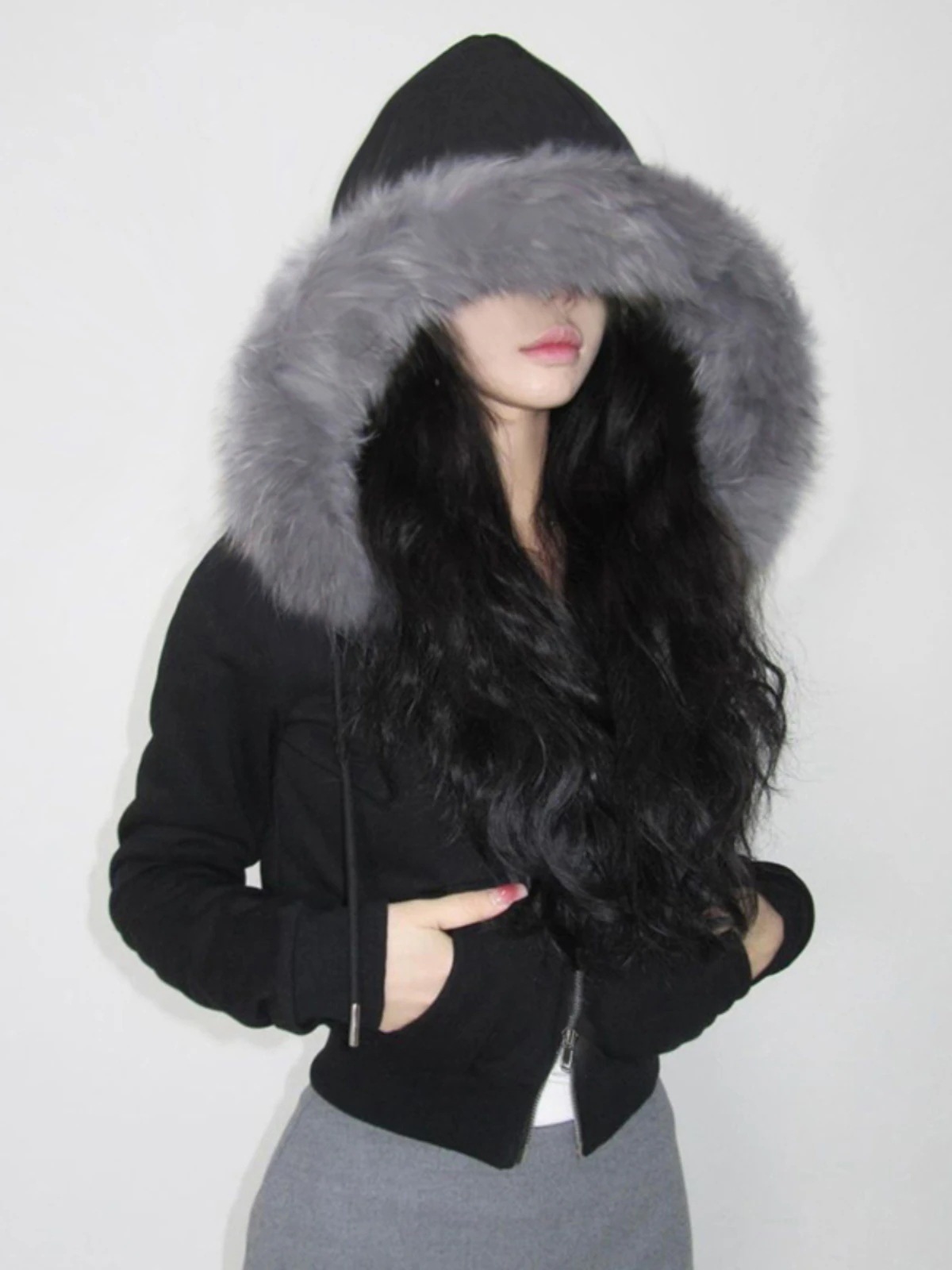 2026新品大人気2025 秋冬 韓国っぽ 防寒 アウタートレンド かわいい レディース ブルゾンフード付きショート長袖トップスカジュアルファッション系フル丈カラーダダブルコーデトラック